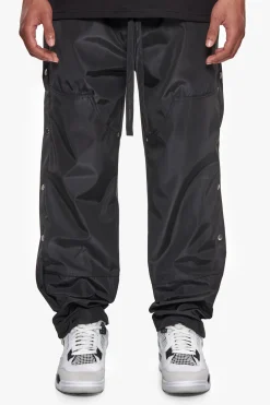 BUTTON TRACK PANTS BLACK