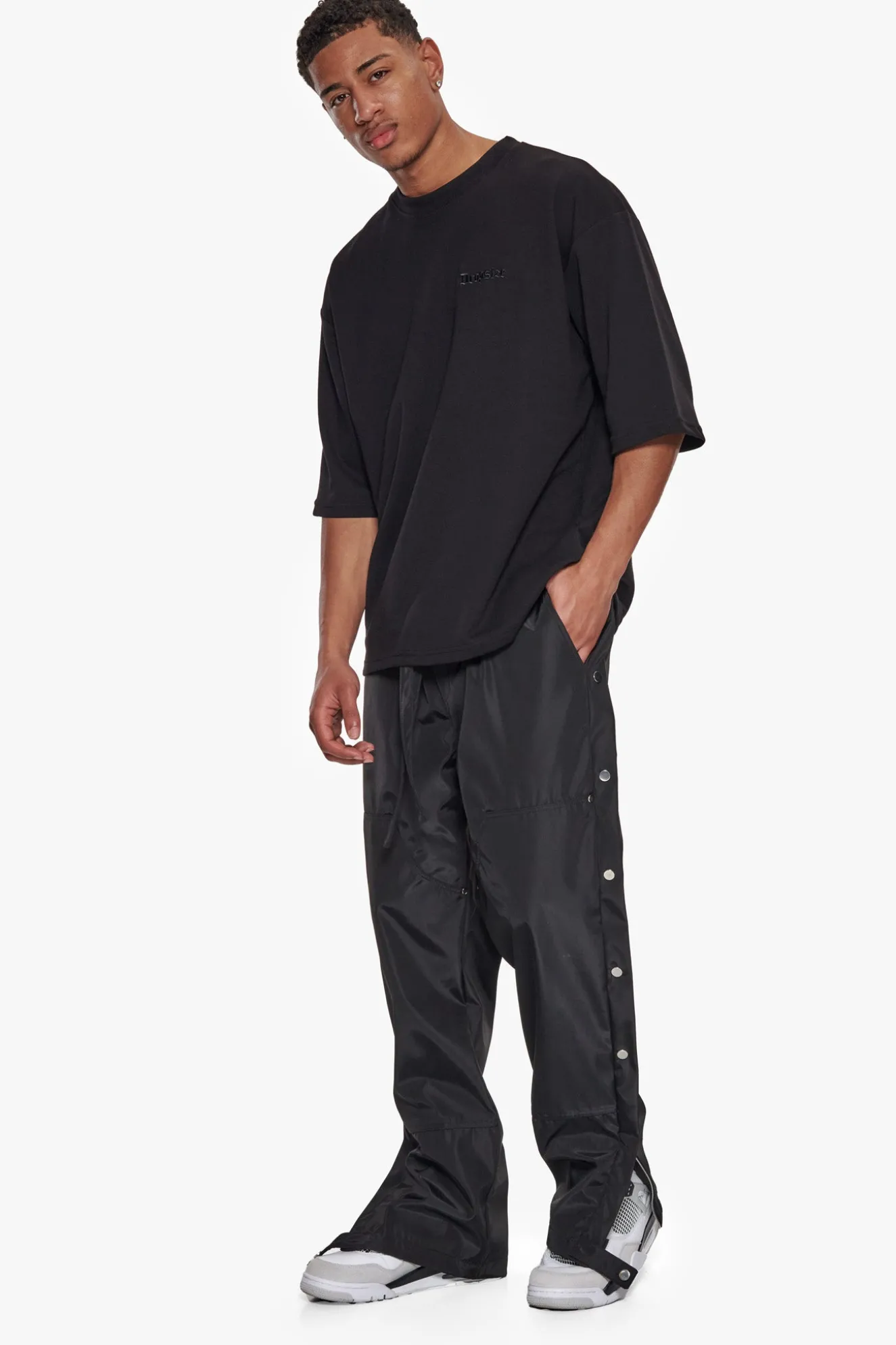 BUTTON TRACK PANTS BLACK