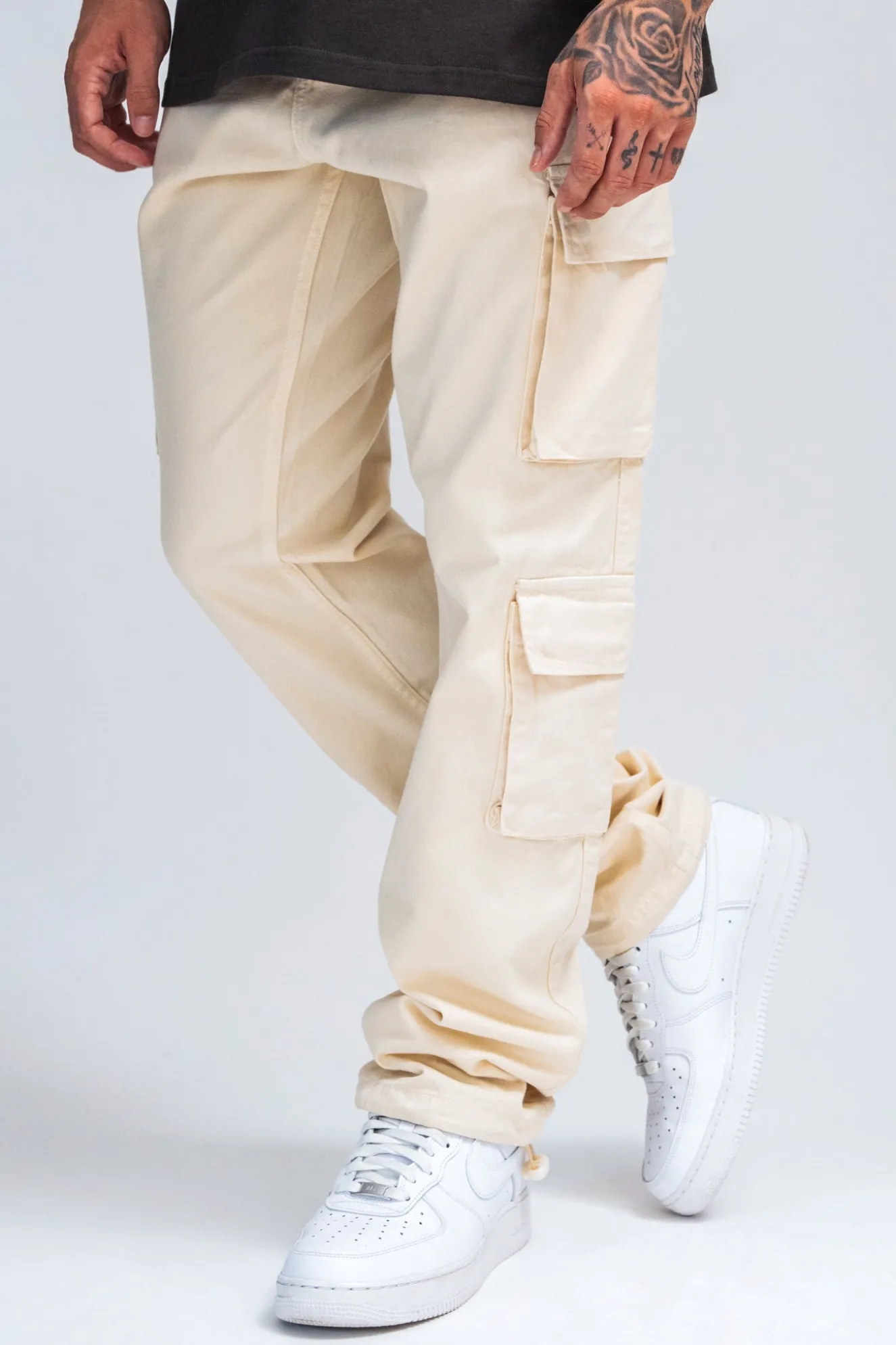 DOUBLE POCKET CARGO PANTS BEIGE