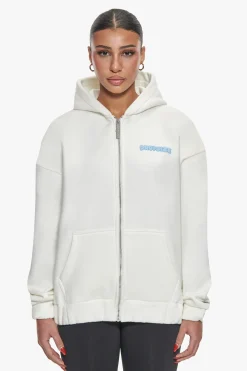 ESSENTIAL CREW ZIP HOODIE CREAM WHITE