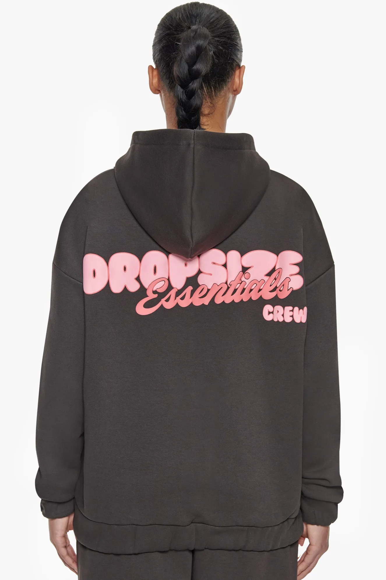 ESSENTIAL CREW ZIP HOODIE WASHED BLACK