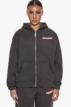ESSENTIAL CREW ZIP HOODIE WASHED BLACK