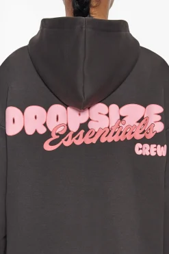 ESSENTIAL CREW ZIP HOODIE WASHED BLACK