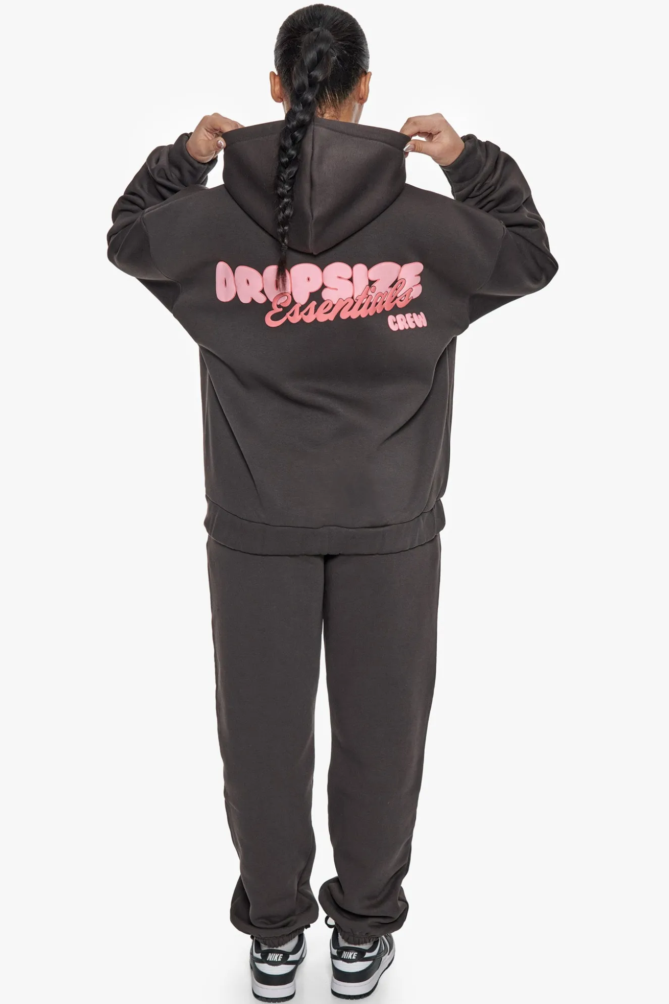 ESSENTIAL CREW ZIP HOODIE WASHED BLACK
