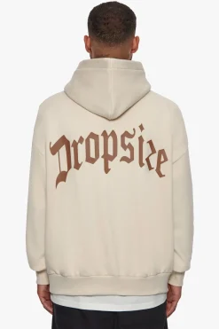 HEAVY BACKLOGO HOODIE COCONUT MILK / BROWN