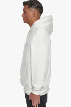 HEAVY BACKLOGO HOODIE WASHED WHITE / BABY BLUE