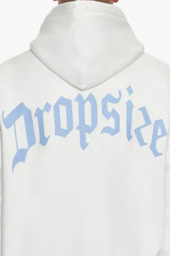 HEAVY BACKLOGO HOODIE WASHED WHITE / BABY BLUE