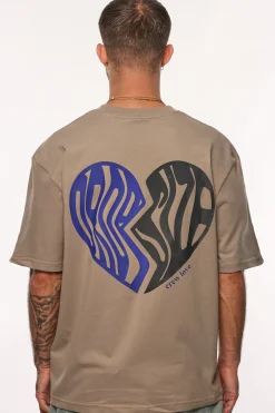 HEAVY BROKEN HEART T-SHIRT SIMPLE TAUPE