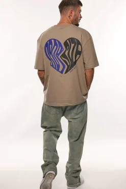 HEAVY BROKEN HEART T-SHIRT SIMPLE TAUPE