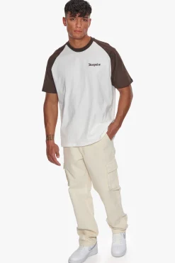 HEAVY COLORED ARMS T-SHIRT CHOCOLATE/ CREAM
