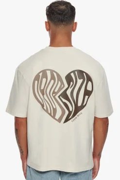 HEAVY CREW HEART T-SHIRT COCONUT MILK