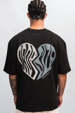 HEAVY CREW HEART T-SHIRT WASHED BLACK