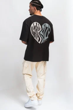 HEAVY CREW HEART T-SHIRT WASHED BLACK