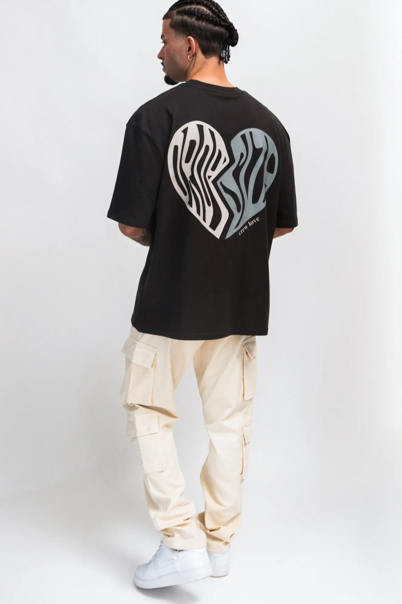 HEAVY CREW HEART T-SHIRT WASHED BLACK