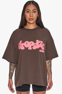 HEAVY CREW T-SHIRT CHOCOLATE/ PINK