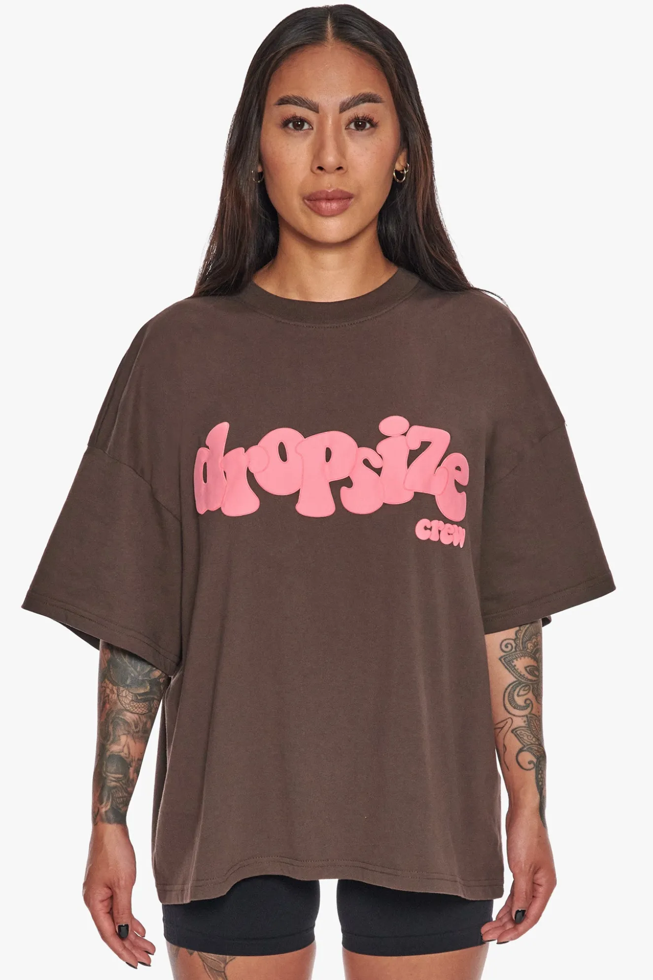 HEAVY CREW T-SHIRT CHOCOLATE/ PINK