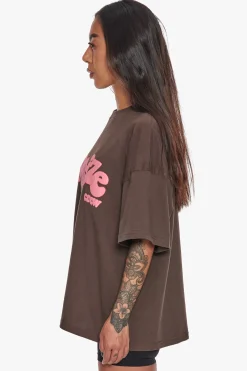 HEAVY CREW T-SHIRT CHOCOLATE/ PINK