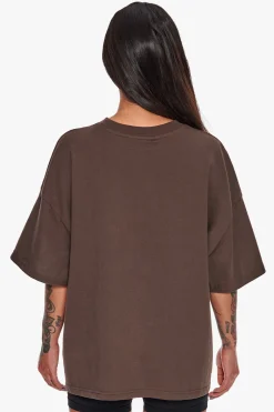 HEAVY CREW T-SHIRT CHOCOLATE/ PINK