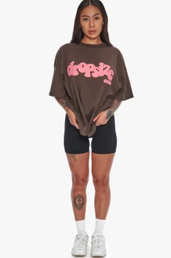 HEAVY CREW T-SHIRT CHOCOLATE/ PINK