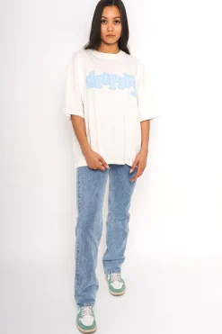 HEAVY CREW T-SHIRT CREAM/ BABY BLUE