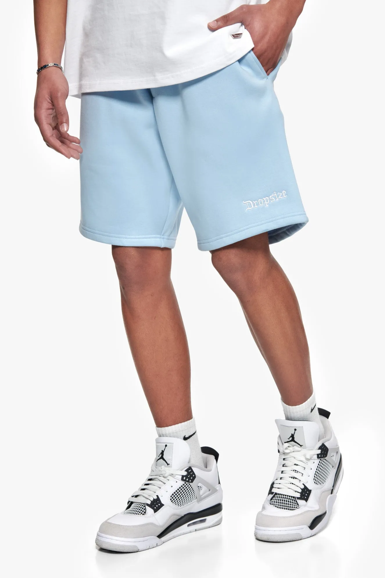 HEAVY EMBO SWEATSHORTS BABY BLUE