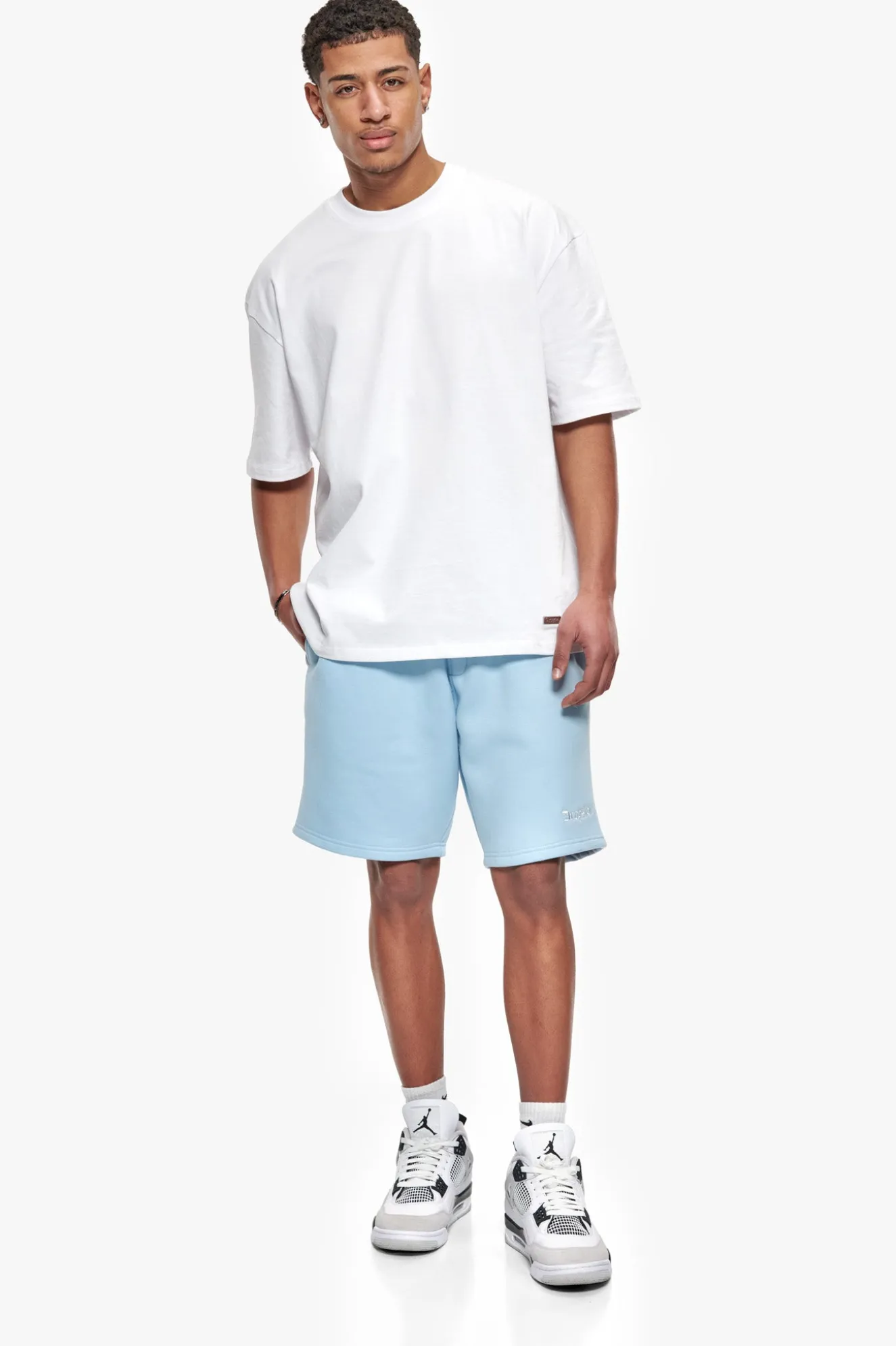 HEAVY EMBO SWEATSHORTS BABY BLUE