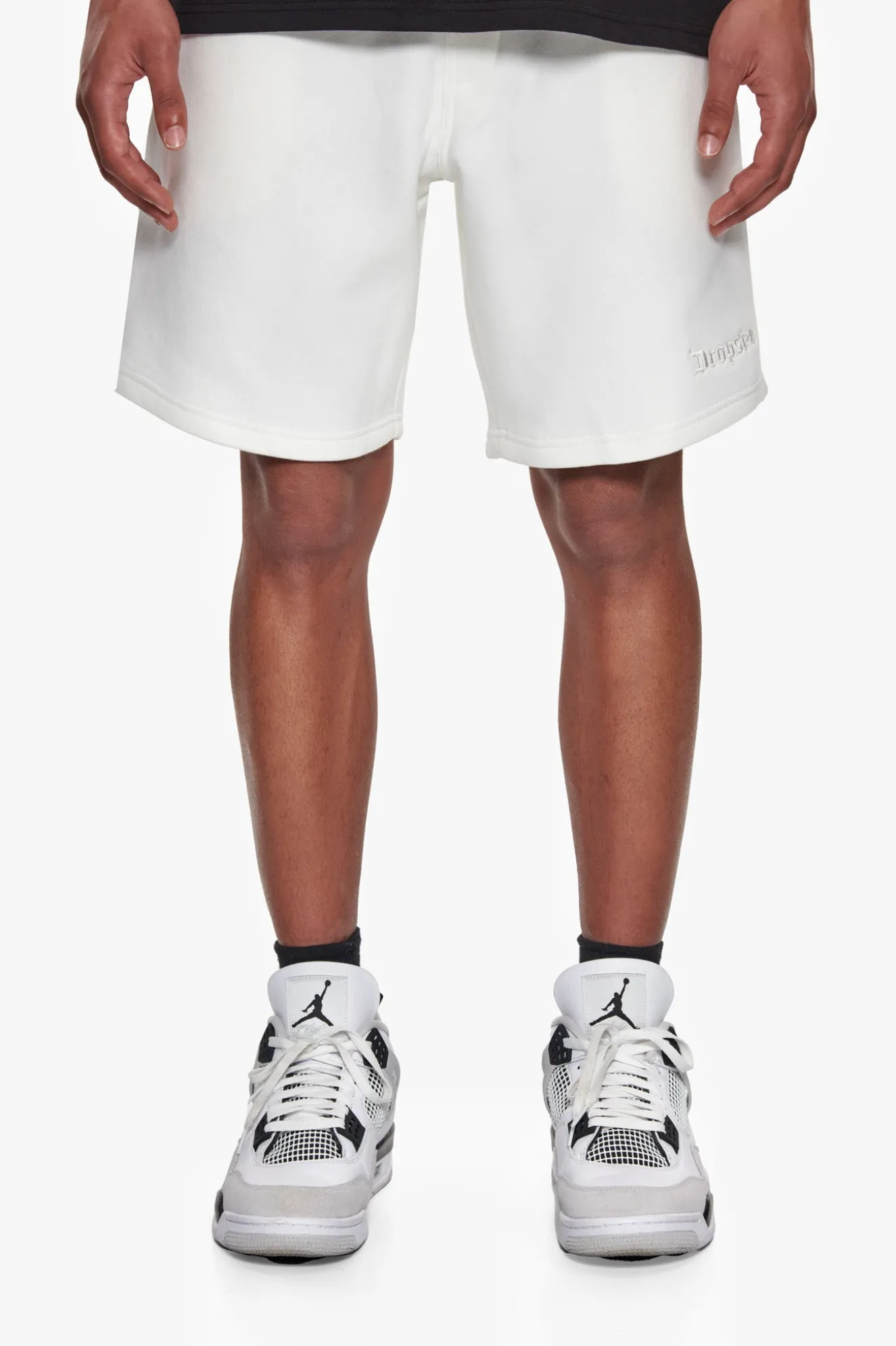 HEAVY EMBO SWEATSHORTS CREAM WHITE