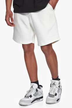 HEAVY EMBO SWEATSHORTS CREAM WHITE