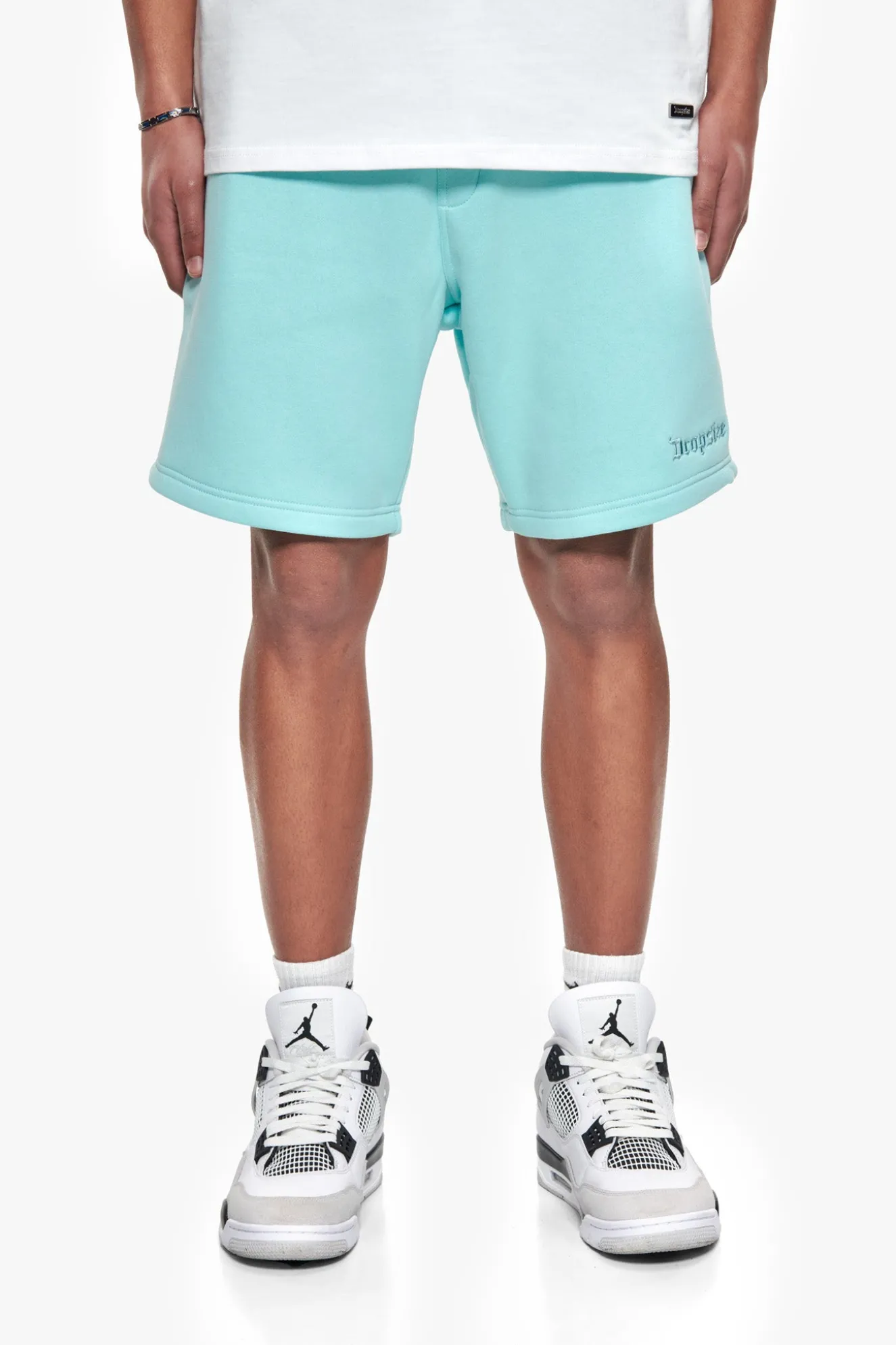 HEAVY EMBO SWEATSHORTS TURQUOISE