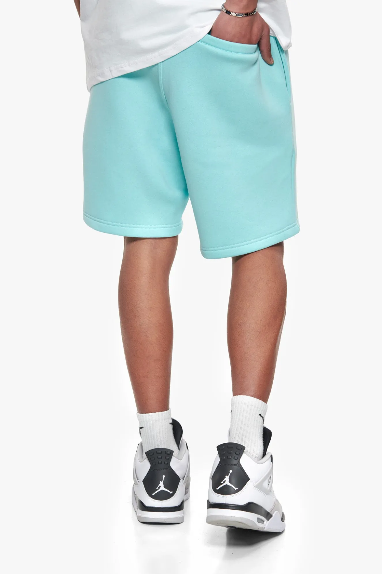 HEAVY EMBO SWEATSHORTS TURQUOISE