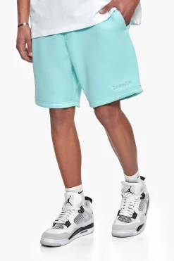 HEAVY EMBO SWEATSHORTS TURQUOISE