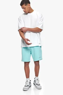 HEAVY EMBO SWEATSHORTS TURQUOISE