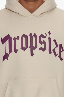 HEAVY FRONT LOGO HOODIE COCONUT MILK / GRAPE