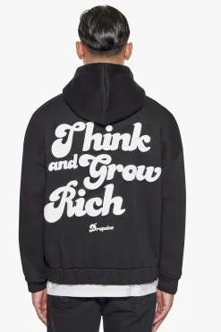 HEAVY GROW RIGHT ZIP HOODIE BLACK