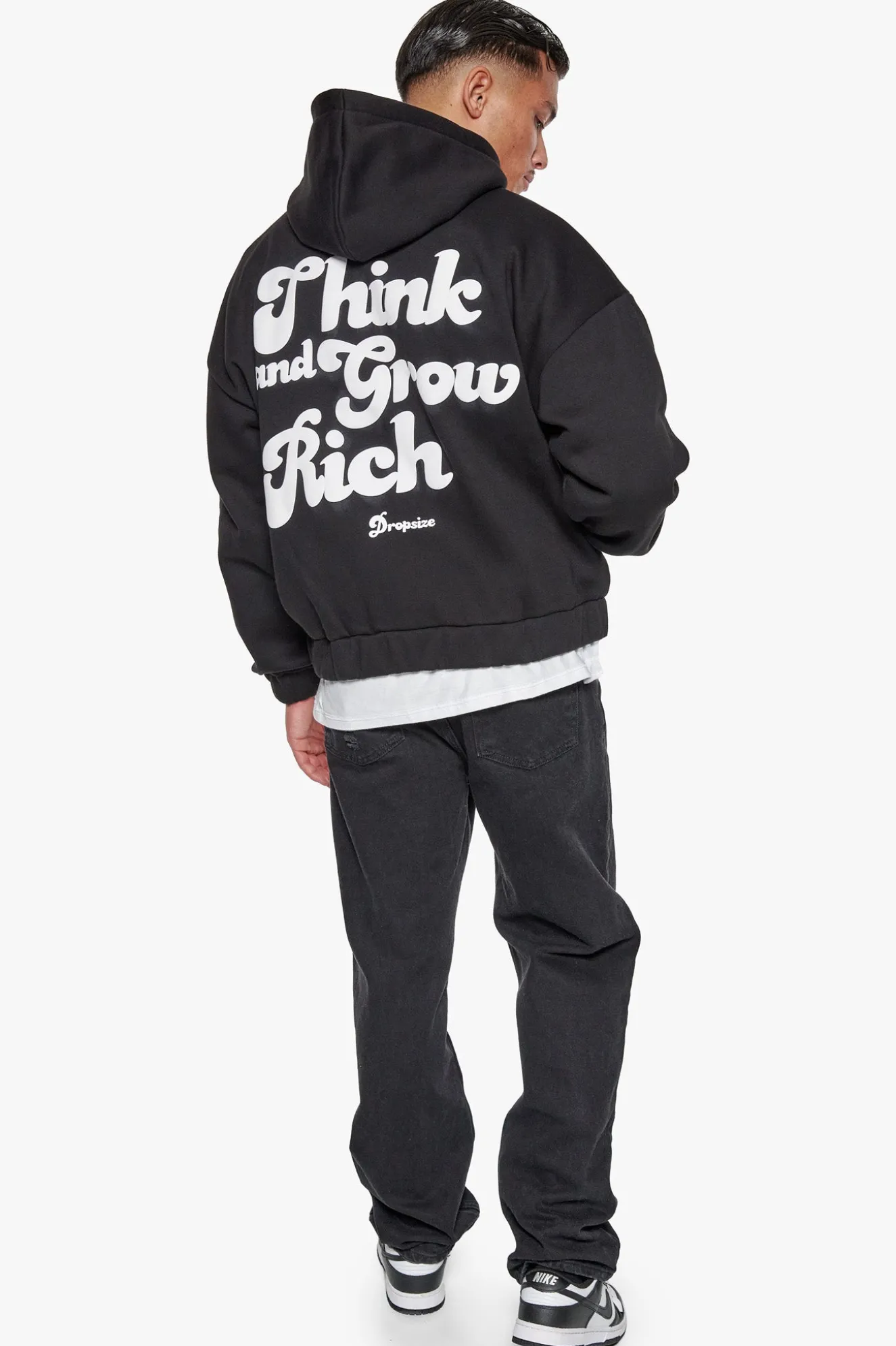 HEAVY GROW RIGHT ZIP HOODIE BLACK