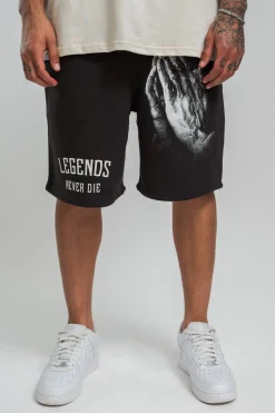 HEAVY LEGENDS SWEAT SHORT WASHED BLACK