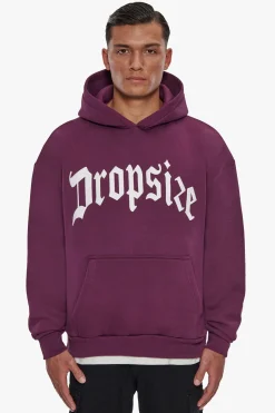 HEAVY LOGO DESIGN HOODIE GRAPE WINE