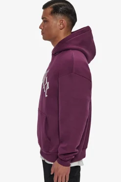 HEAVY LOGO DESIGN HOODIE GRAPE WINE