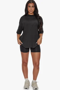 HEAVY MIDDLE HD PRINT T-SHIRT WASHED BLACK