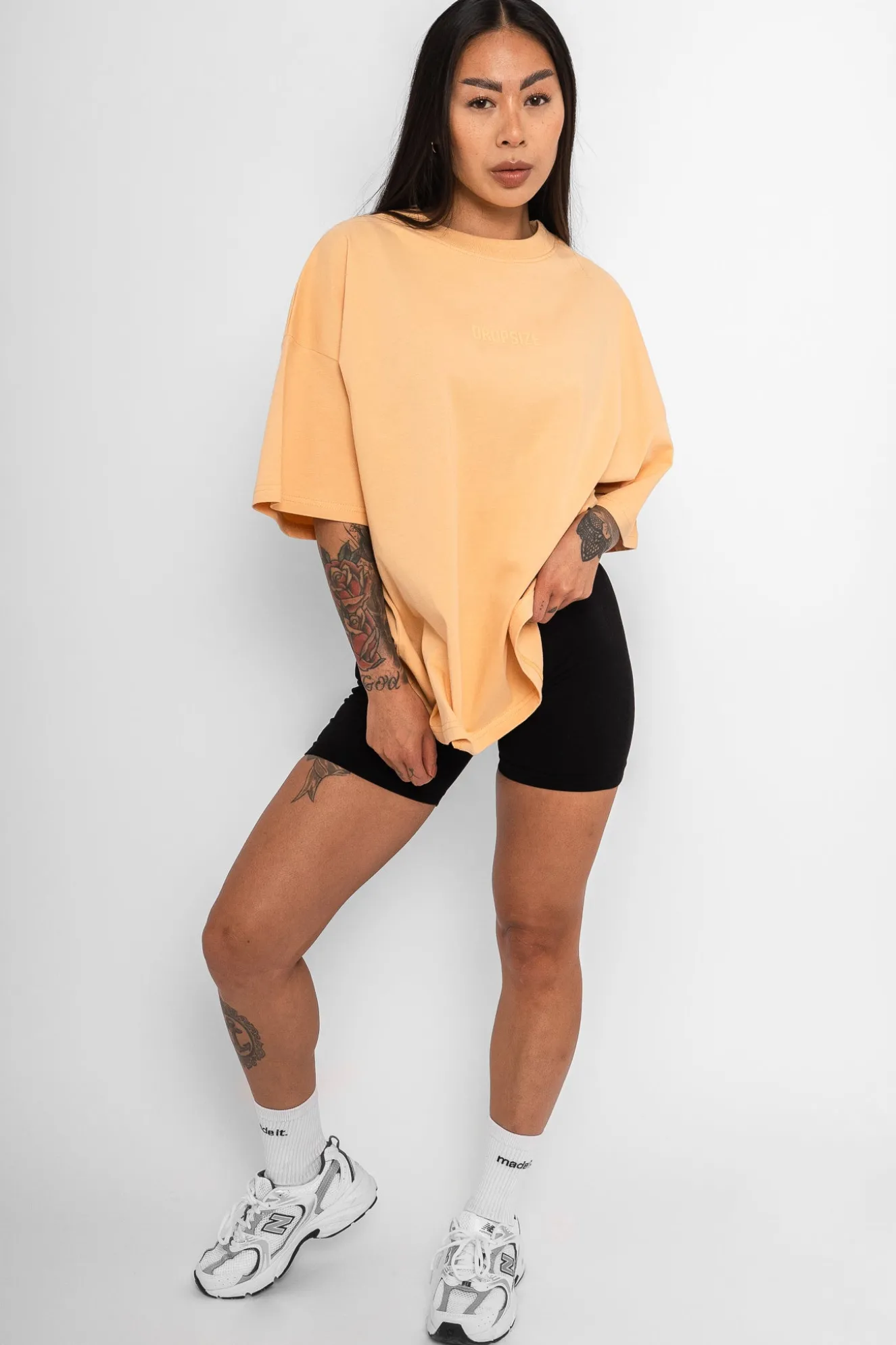 HEAVY MIDDLE HD PRINT T-SHIRT WASHED PEACH