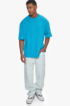 HEAVY OVERISZE HD PRINT T-SHIRT RIVER BLUE