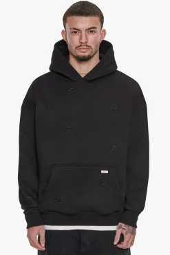 HEAVY OVERSIZE ALLOVER EMBO HOODIE BLACK