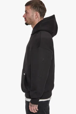 HEAVY OVERSIZE ALLOVER EMBO HOODIE BLACK