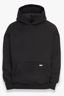 HEAVY OVERSIZE ALLOVER EMBO HOODIE BLACK