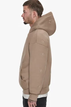 HEAVY OVERSIZE ALLOVER EMBO HOODIE SILVER MINK