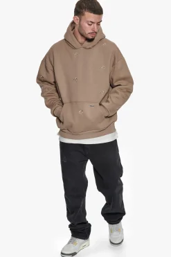HEAVY OVERSIZE ALLOVER EMBO HOODIE SILVER MINK