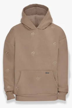 HEAVY OVERSIZE ALLOVER EMBO HOODIE SILVER MINK