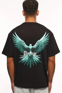 HEAVY OVERSIZE BACK WING T-SHIRT BLACK