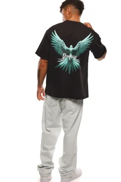 HEAVY OVERSIZE BACK WING T-SHIRT BLACK