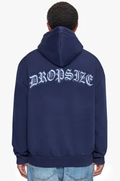HEAVY OVERSIZE BACKLOGO HOODIE BLACK IRIS / BABY BLUE